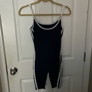 Navy blue and white stripped jumpsuit